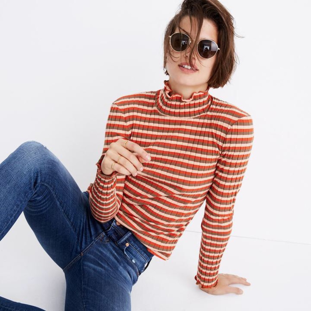 Madewell Striped Ribbed Turtleneck